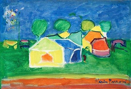Artwork by Karin Parrow, Landscape with houses
