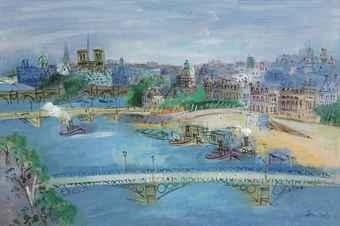 La Seine au pont du carrousel by Jean Dufy