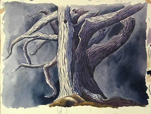 Stanley Huber Wood, Stanley Wood Modernist Tree Watercolor