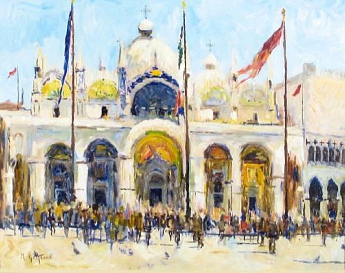 Artwork by Marcel Gatteaux, Cathedral of San Marco, Venice, Made of oil on canvas