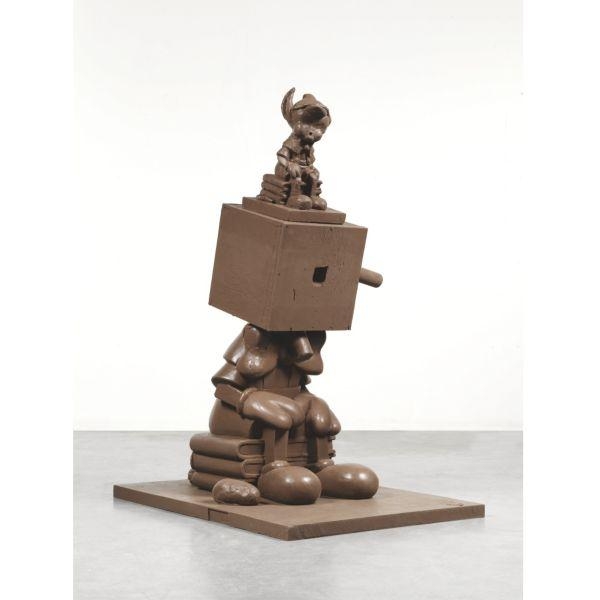 Artwork by Paul McCarthy, Chocolate Silicone Blockhead, Made of silicone