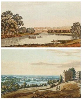 2 works: View of Richmond HIl from Twickenham; From Richmond Hill Down the River - Stadler