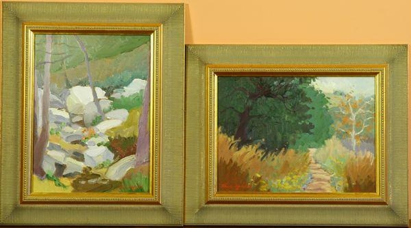 Artwork by Laurie Hendricks, 2 works: Plain air landscapes, Made of oil on masonite