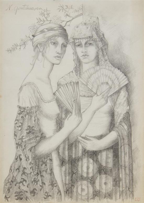 Natalia Goncharova | 2 works: costume designs for Bogatyri: Tartan ...