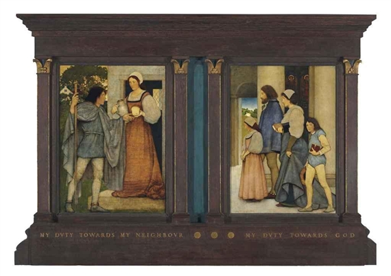 My Duty Towards My Neighbor; and My Duty Towards God: A Diptych by Maxfield Parrish, 1898