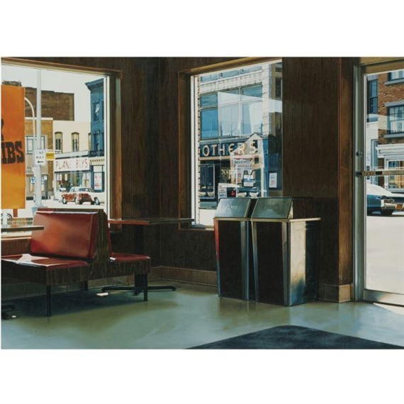 Ralph Goings | Interior with Trash Cans (1976) | MutualArt