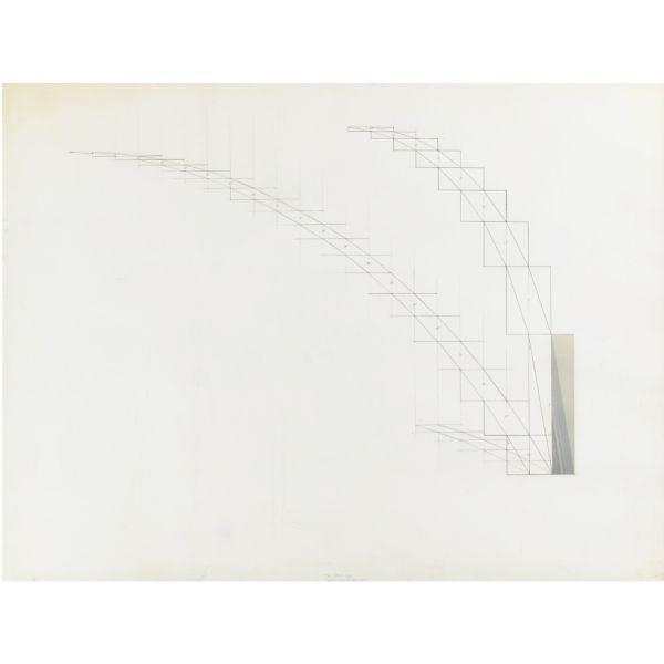 Artwork by Jan Dibbets, Construction of a sea 9°-81°, 3°-60°, Made of photograph and pencil on paper