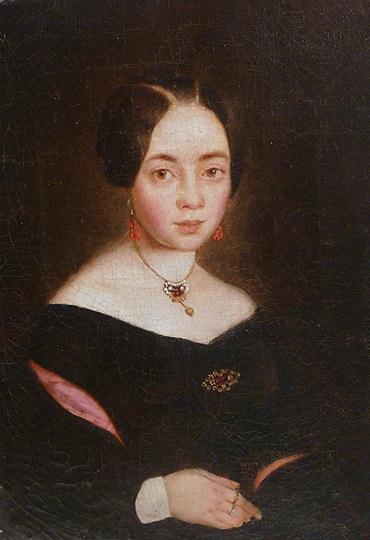 Artwork by American School, 19th Century, Portrait of a young lady of means, Made of Oil on canvas