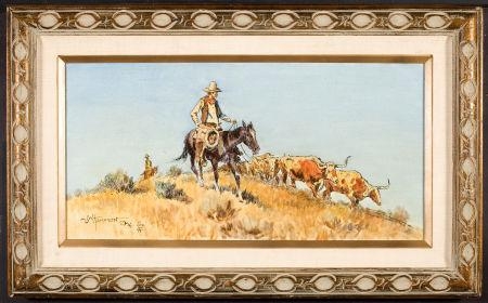 Cowboys with the Herd by John Hampton, 1972