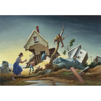 Flood Disaster (Homecoming - Kaw Valley) by Thomas Hart Benton‏, 1951
