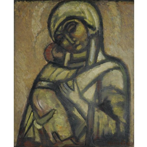 Artwork by Jamini Roy, Untitled (Madonna and Child), Made of Tempera on card