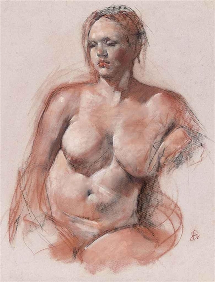Female nude, half-length, seated by George Dawnay