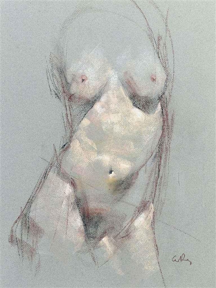 Nude study of a female torso by George Dawnay