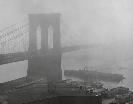 Brooklyn Bridge in Fog by Andreas Feininger, 1948