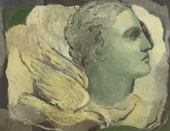 Portrait avec pigeon - Maria Aleksandrovna Lagorio