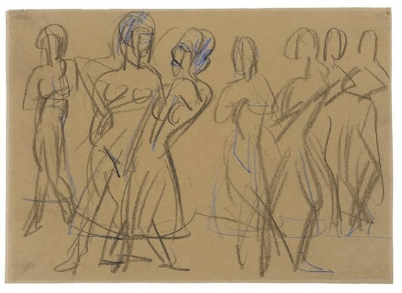 TANZGRUPPE DER MARY-WIGMAN-SCHULE IN DRESDEN by Ernst Ludwig Kirchner, 1926