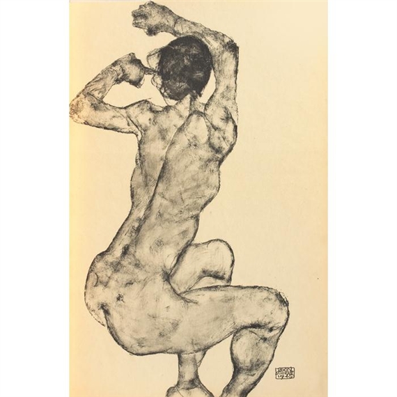 Female Nude Backside by Egon Schiele, 1917