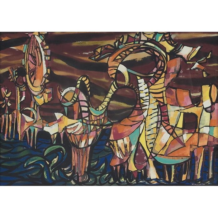 Artwork by Joseph Zirker, Abstract, Made of watercolor with gouache