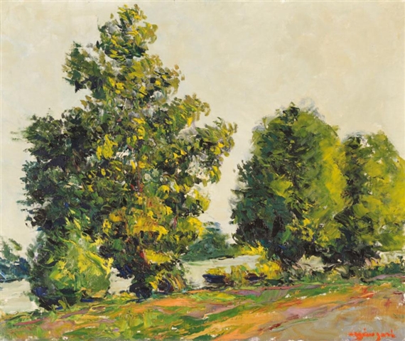 Paysage bord de rivière by Arsène Sari