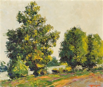 Paysage bord de rivière - Arsène Sari