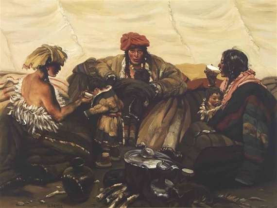 Mother and Children by Chen Danqing, 1986