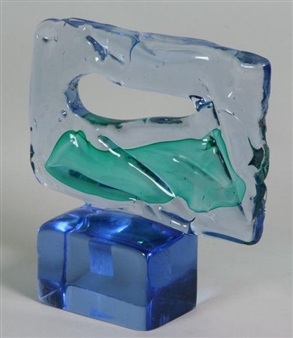 Modern glass cubist sculpture - L. Gospen