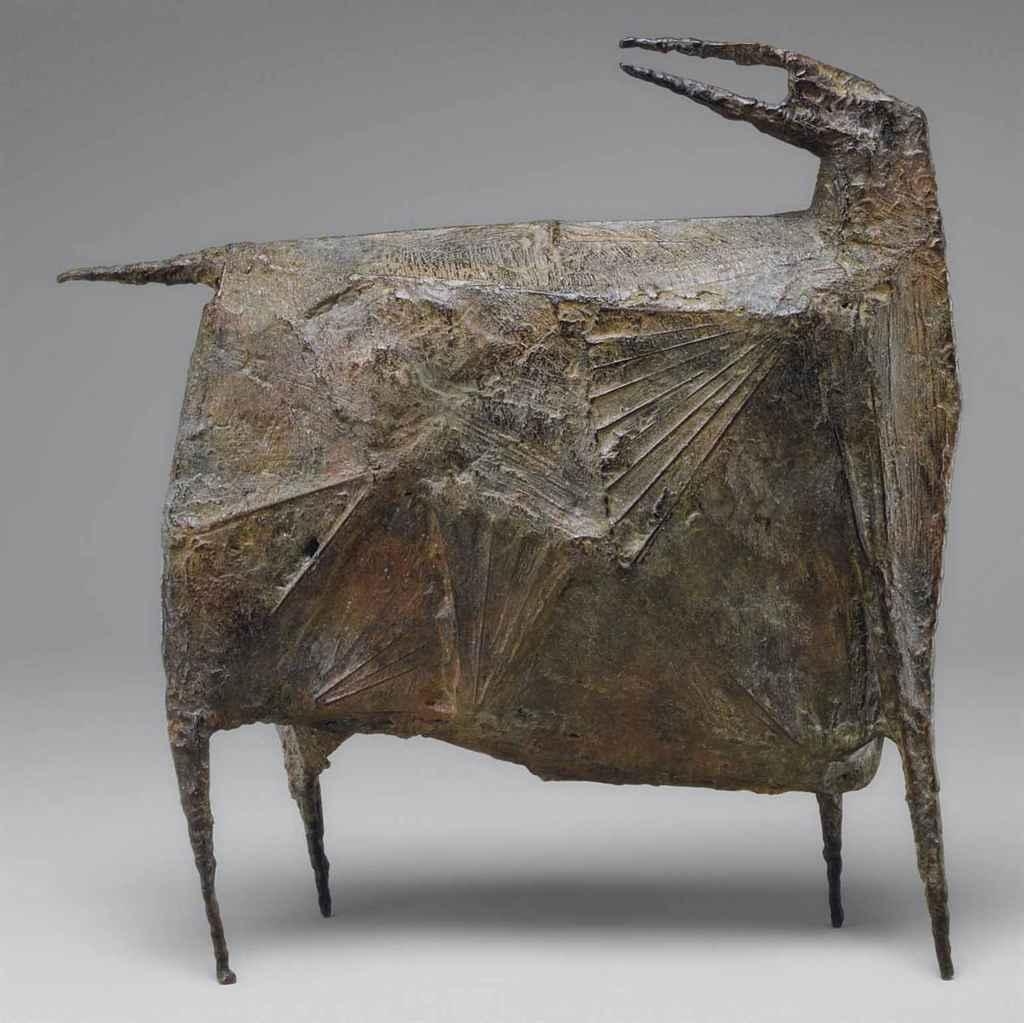 Artwork by Lynn Chadwick, Beast, Made of bronze with a brown patina