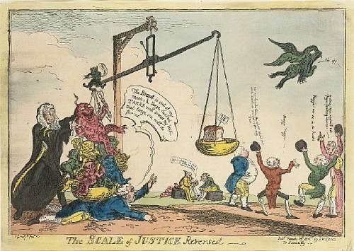 The SCALE of JUSTICE by George Cruikshank, 1815