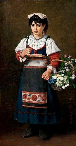 Italian Girl with Flowers by Arvid Liljelund, 1886