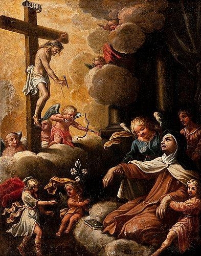 An Ecstatic Vision of Christ on the Cross by Italian School, 16th Century, 16th/17th centuries