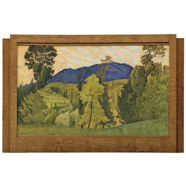 Artwork by Ernest Biéler, Landscape in the Valais, Made of tempera on panel