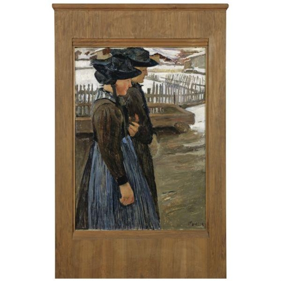 Two Women from the Valais in a Winter Landscape