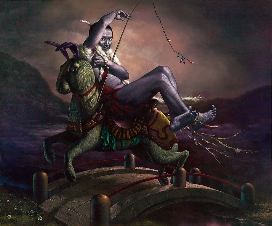 Artwork by Kuo Wei-Kuo, Riding a Rocking Horse, Made of Oil on canvas