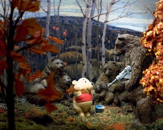 MAPLES AND BIRCHES WITH WINNIE AND THE POOH (from the series GROUP OF SEVEN AWKWARD MOMENTS) by Diana Thorneycroft, 2009