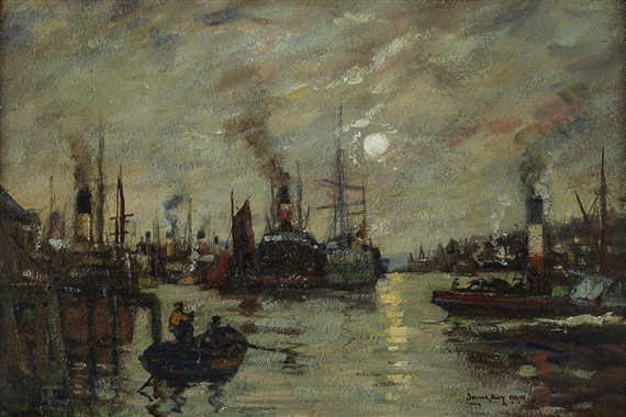 SUNSET, PRINCES DOCK, GLASGOW by James Kay