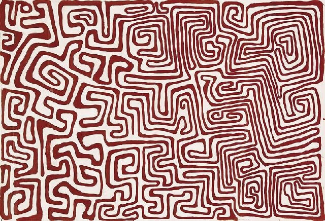 Artwork by Jackie Kurltjunyintja Giles Tjapaltjarri, TJAMU TJAMU, Made of synthetic polymer paint on canvas