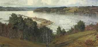 The river Oka in flood by Vasiliy Dimitrevich Polenov, 1918