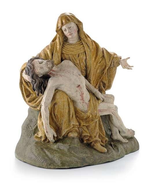Artwork by Swabian School, 18th Century, A pietà, Made of Limewood, carved with hollowed back