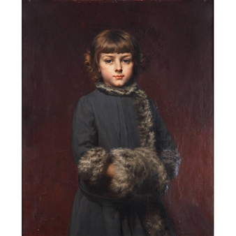 Girl with Muff - Gaston Casimir Saint-Pierre