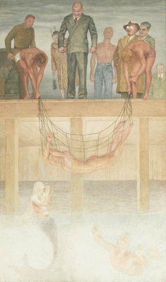 Artwork by Jared French, Siren, Made of Egg tempera on gessoed linen over masonite