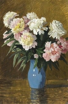 Peonies in a vase - Józef Wodziński