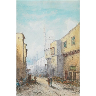 NORTH AFRICAN MARKET SCENE OUTSIDE A MOSQUE - Edwin St. John
