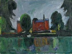 Red house at the waterside