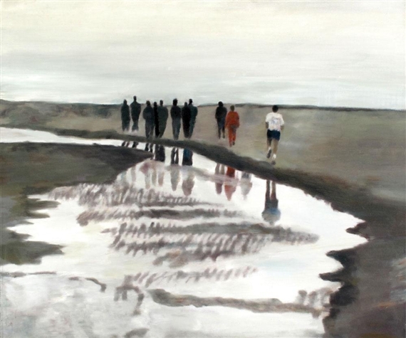 Seashore with Figures by Orly Maiberg