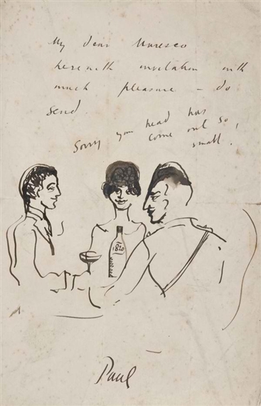 Self Portrait (Paul Nash with his wife and Manesco Pearce) by Paul Nash, circa 1920