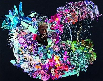 Artwork by Peter Madden, Cornucopia Geographica, Made of found photographic collage
