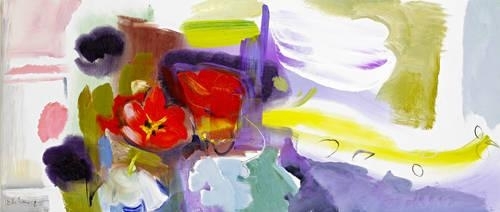 Red, Black And White Tulips by Ivon Hitchens, 1968