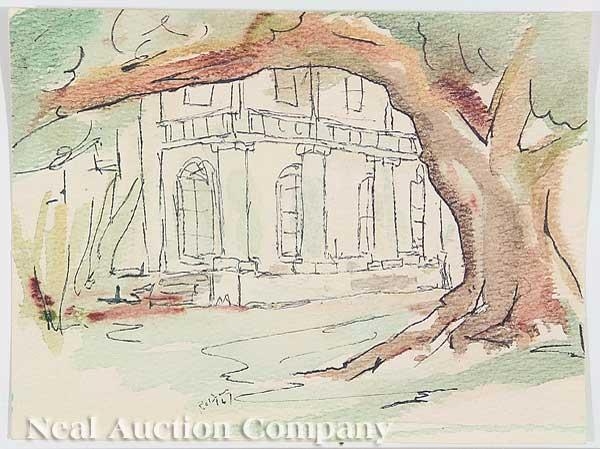 George Rodrigue | 2 works: Live Oak Tree and Cabin, and Live Oak Tree ...