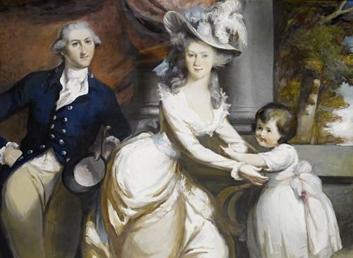 Portrait of a gentleman, his wife and their daughter by Daniel Gardner