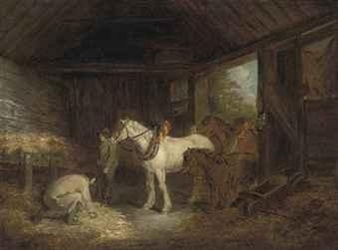 Грязная конюшня. Морланд художник белый пони. Картина Джордж Морленд. Джордж Морланд watering Horses.